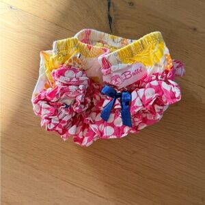 Ruffle Butts Pink and Yellow Polka Dot Diaper Cover